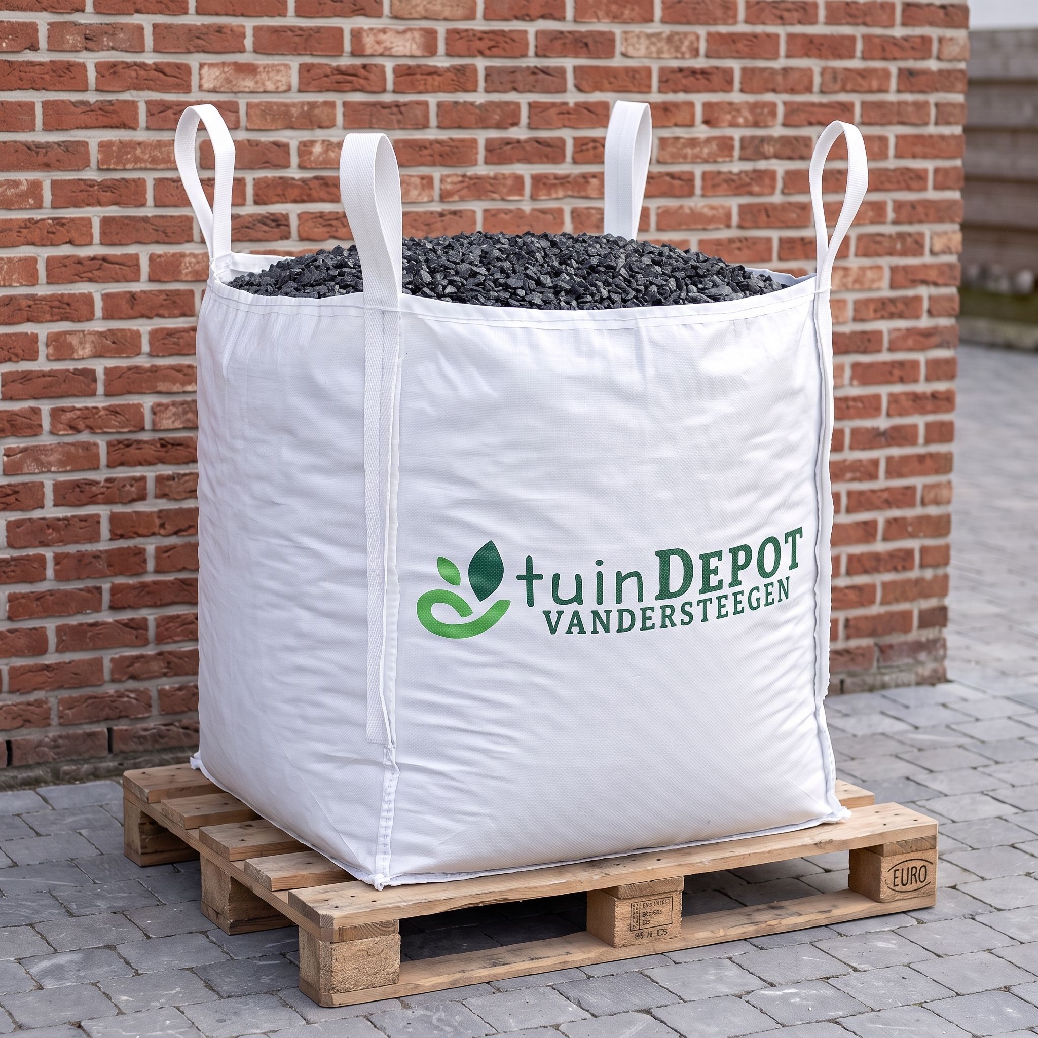Big bag 1 m³ basalt zwart op europallet