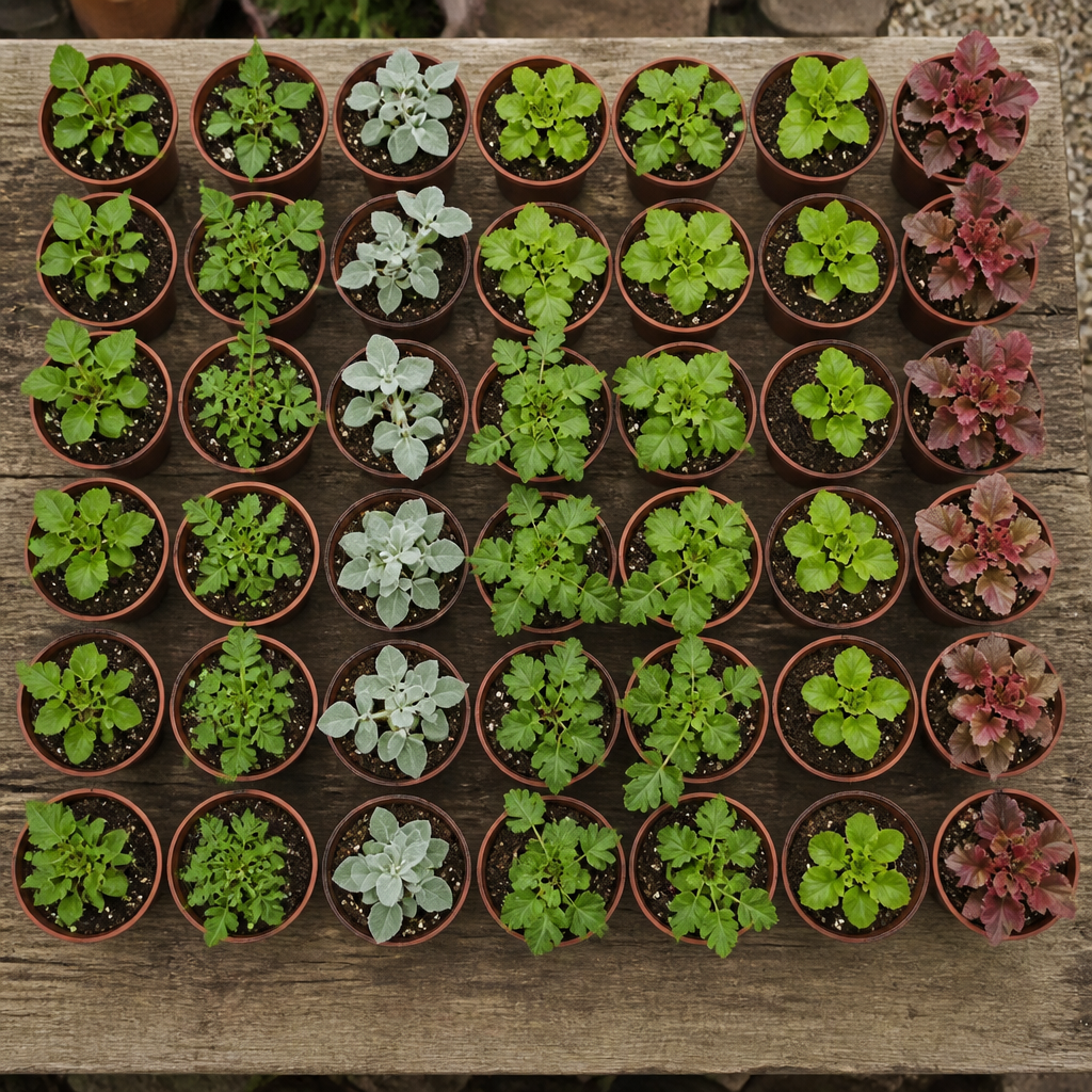 60 kwekerspotten met vijf soorten snijbloemen, klaar om te planten