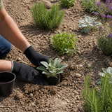 Wolkruid planten in een zonnige, droge border