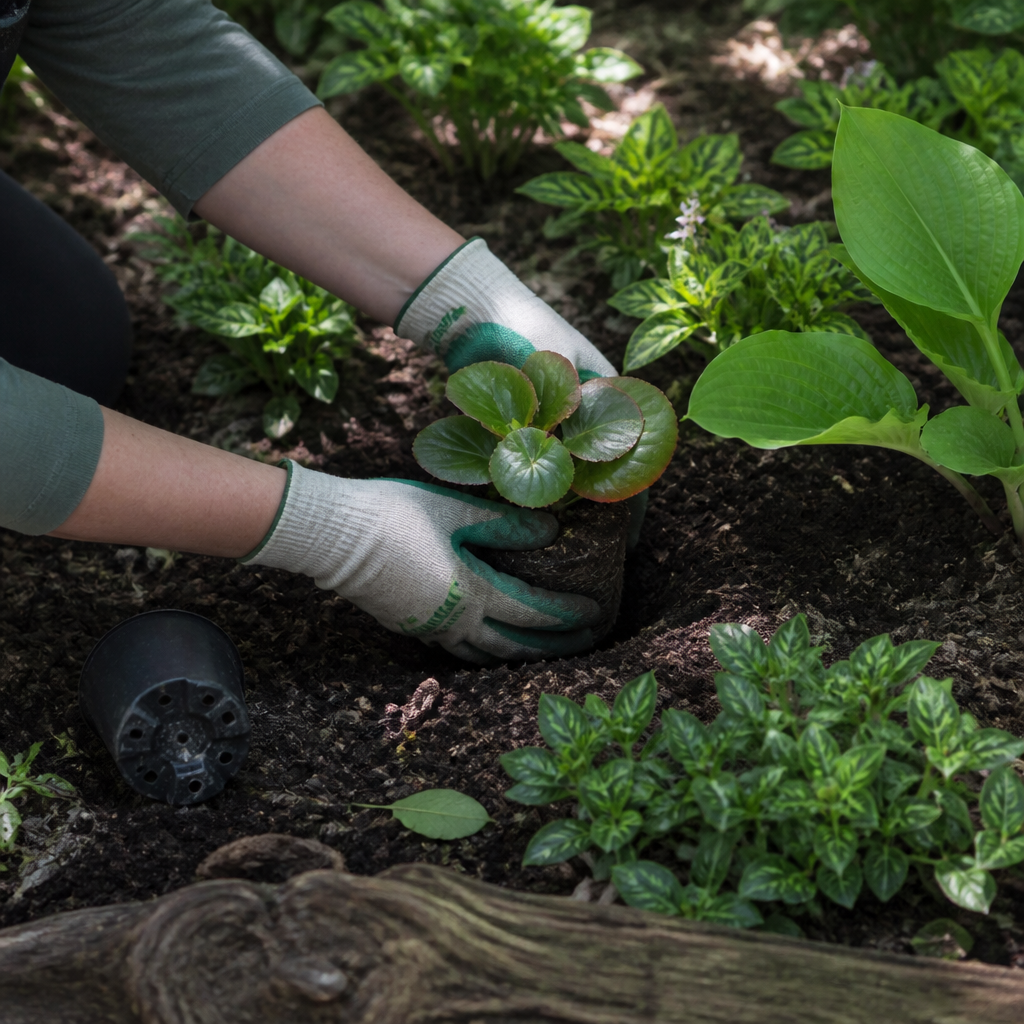 Bodembedekkers planten in een schaduwrijke border