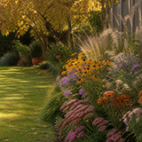 Herfstglans met zonnehoed, aster en vetkruid