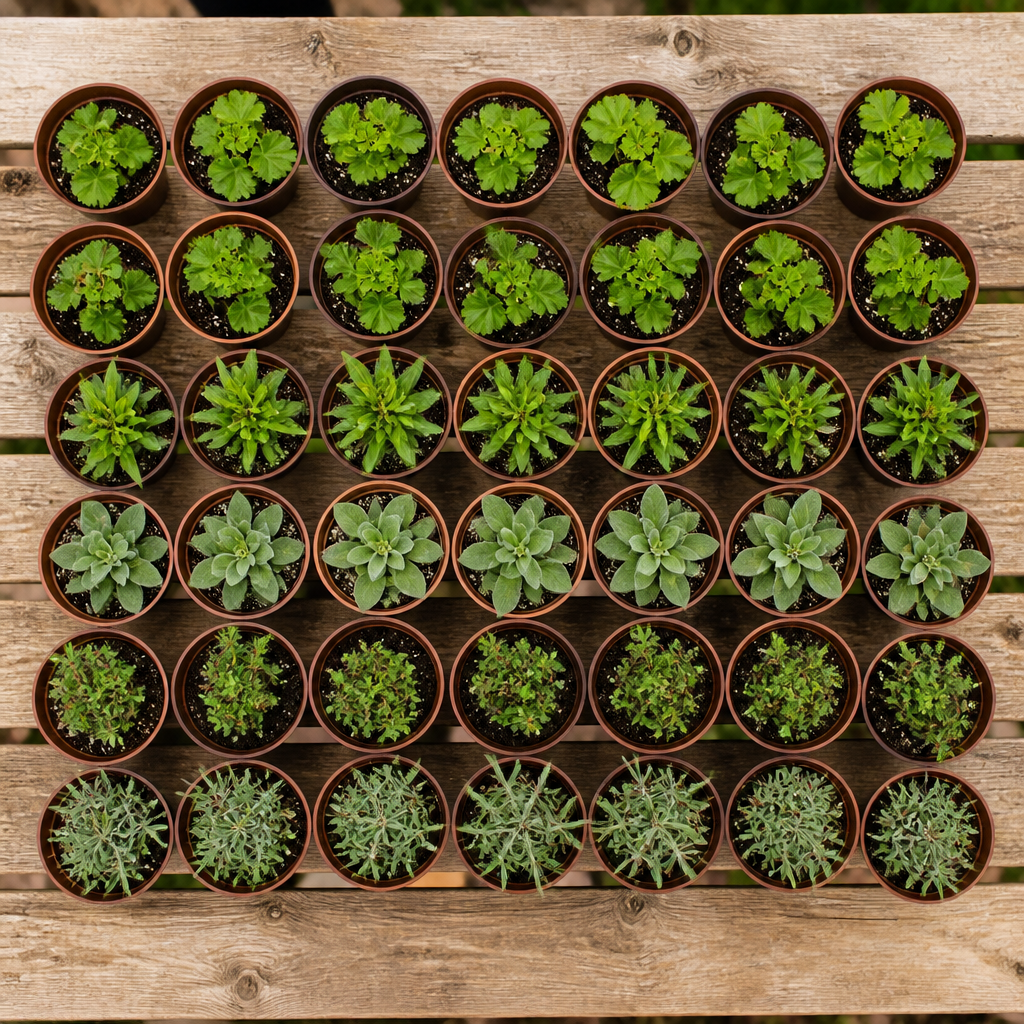 60 kwekerspotten met vijf bijenvriendelijke planten, klaar om te planten