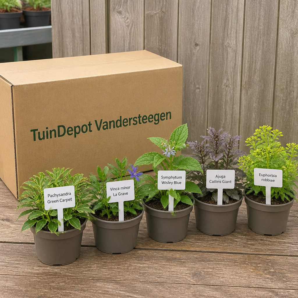 TuinDepot-verpakking met de 5 planten van de Smetana-border