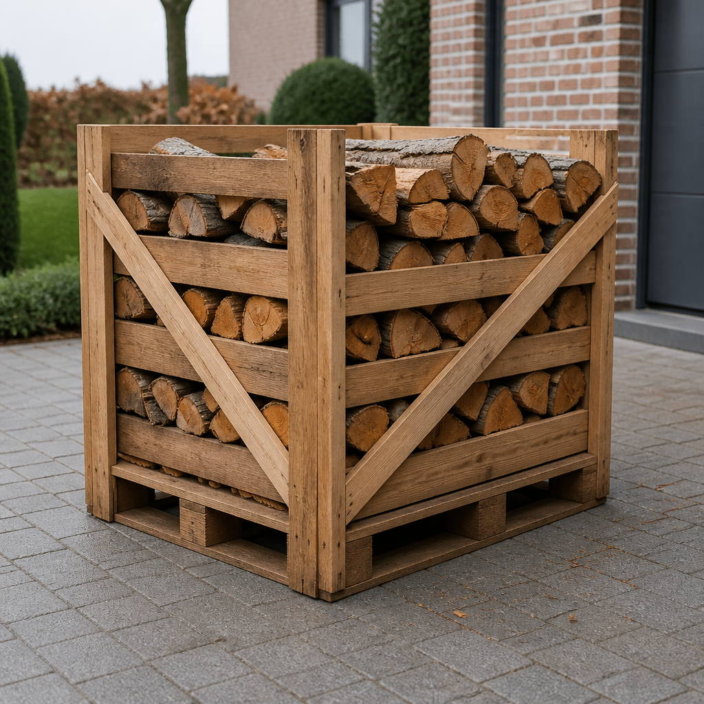 Levering halve pallet elzenhout aan huis op oprit
