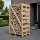 Levering volle pallet berkenhout aan huis op oprit