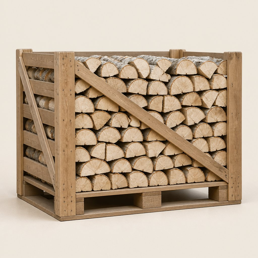 Brandhout es — halve pallet in kist