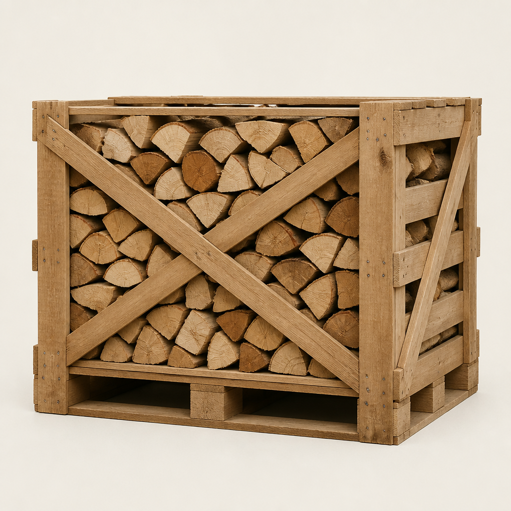 Brandhout hardhoutmix — halve pallet in kist