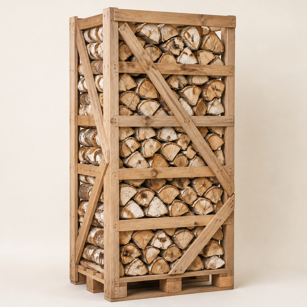 Brandhout berk — volle pallet in kist