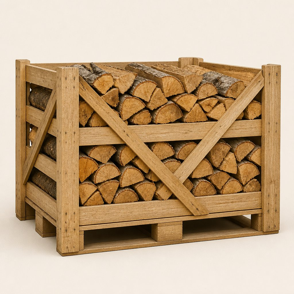 Brandhout eik — halve pallet in kist