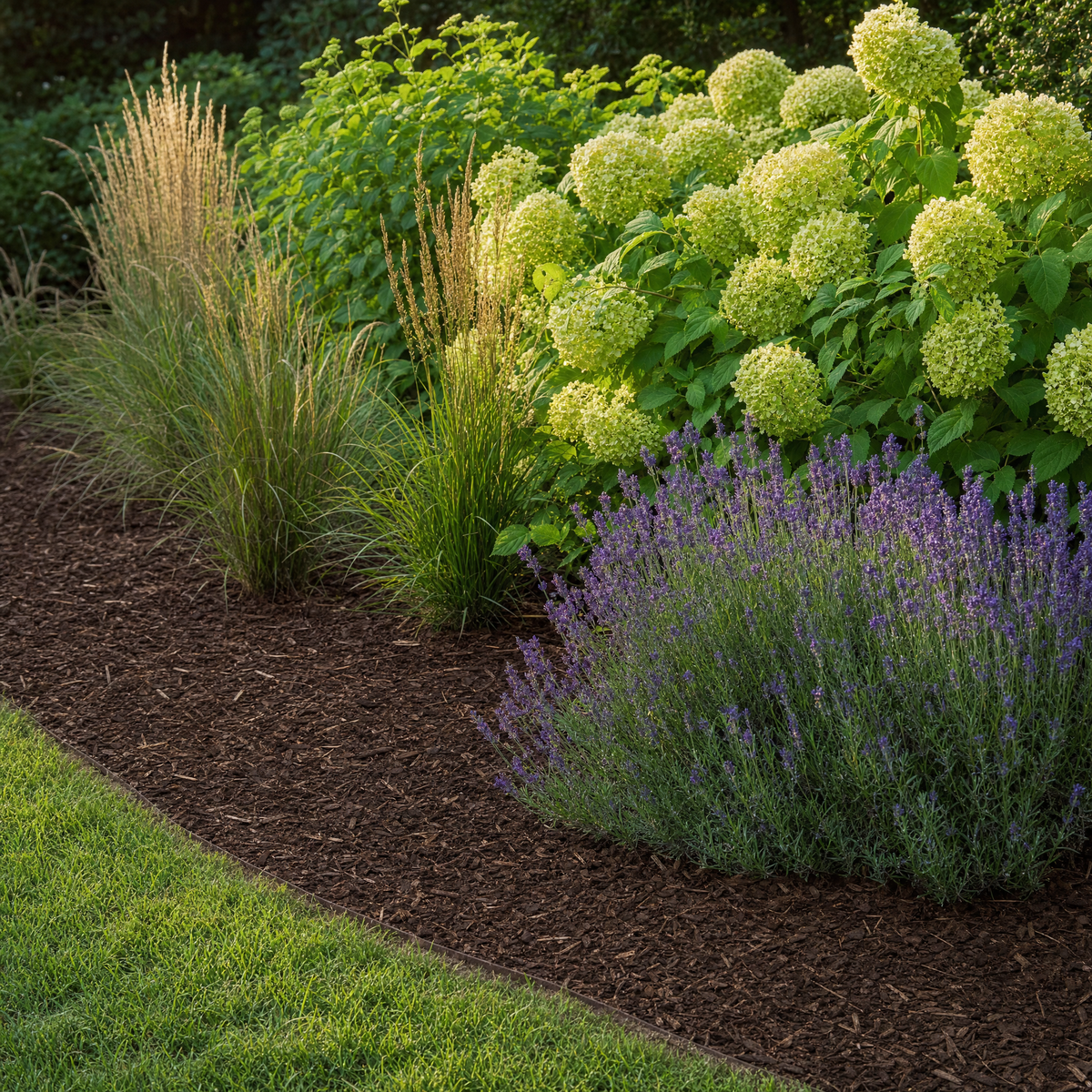 Tuinborder afgewerkt met epicea boomschors 20-40 mm