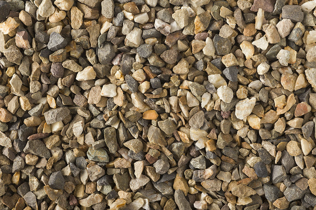 Berggrind 4/6, close-up van het beige-bruine grind