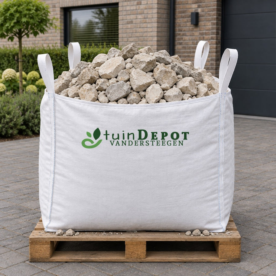 Bigbag Breuksteen Grafrado 60/90 op pallet op de oprit