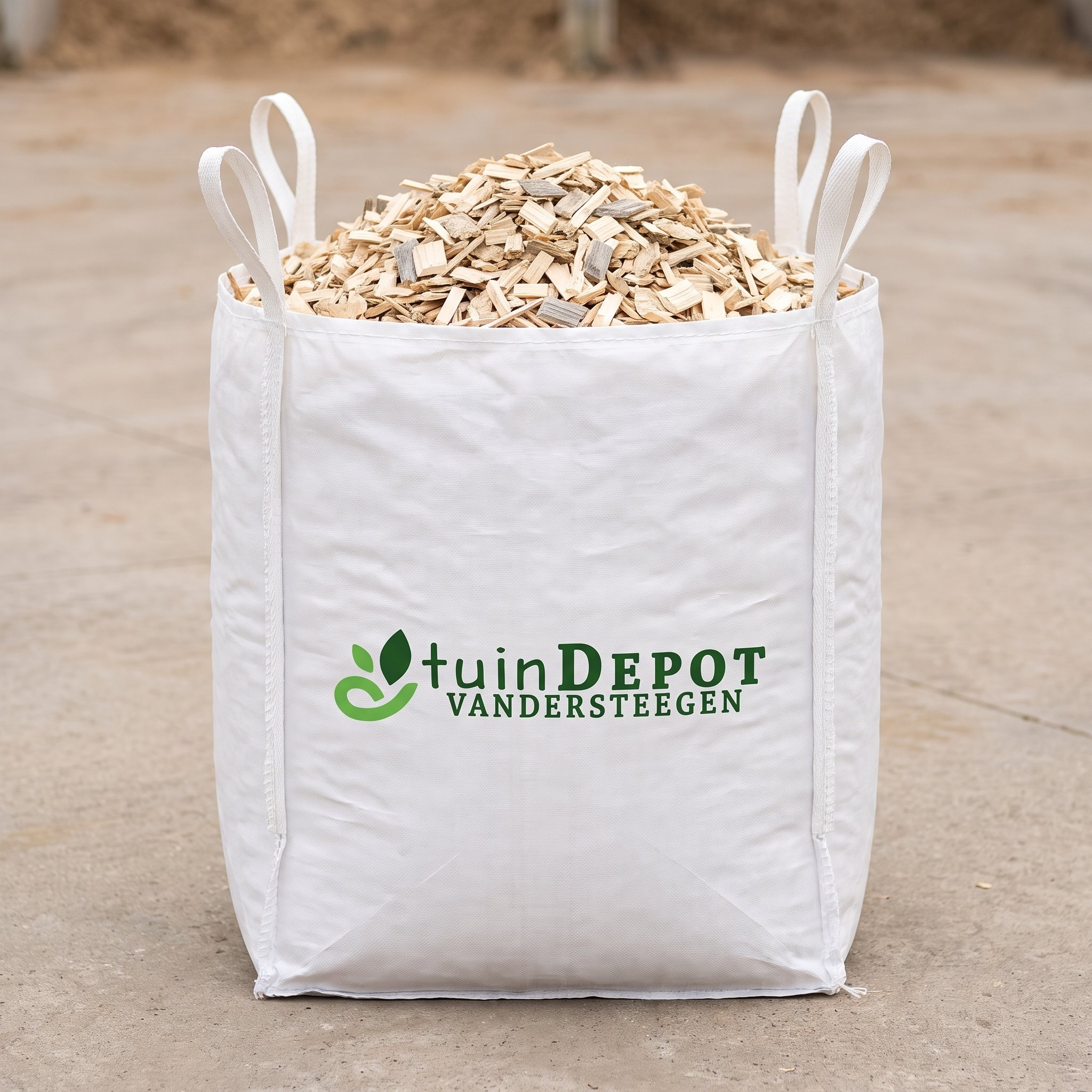 Bigbag blanco houtchips — rechtopstaande volle bigbag
