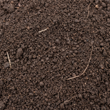 Close-up van de structuur van tuingrond: donkere kruimelige teelaarde met compost