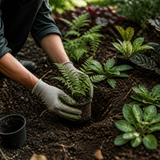 Schaduwplanten planten in een tuinborder