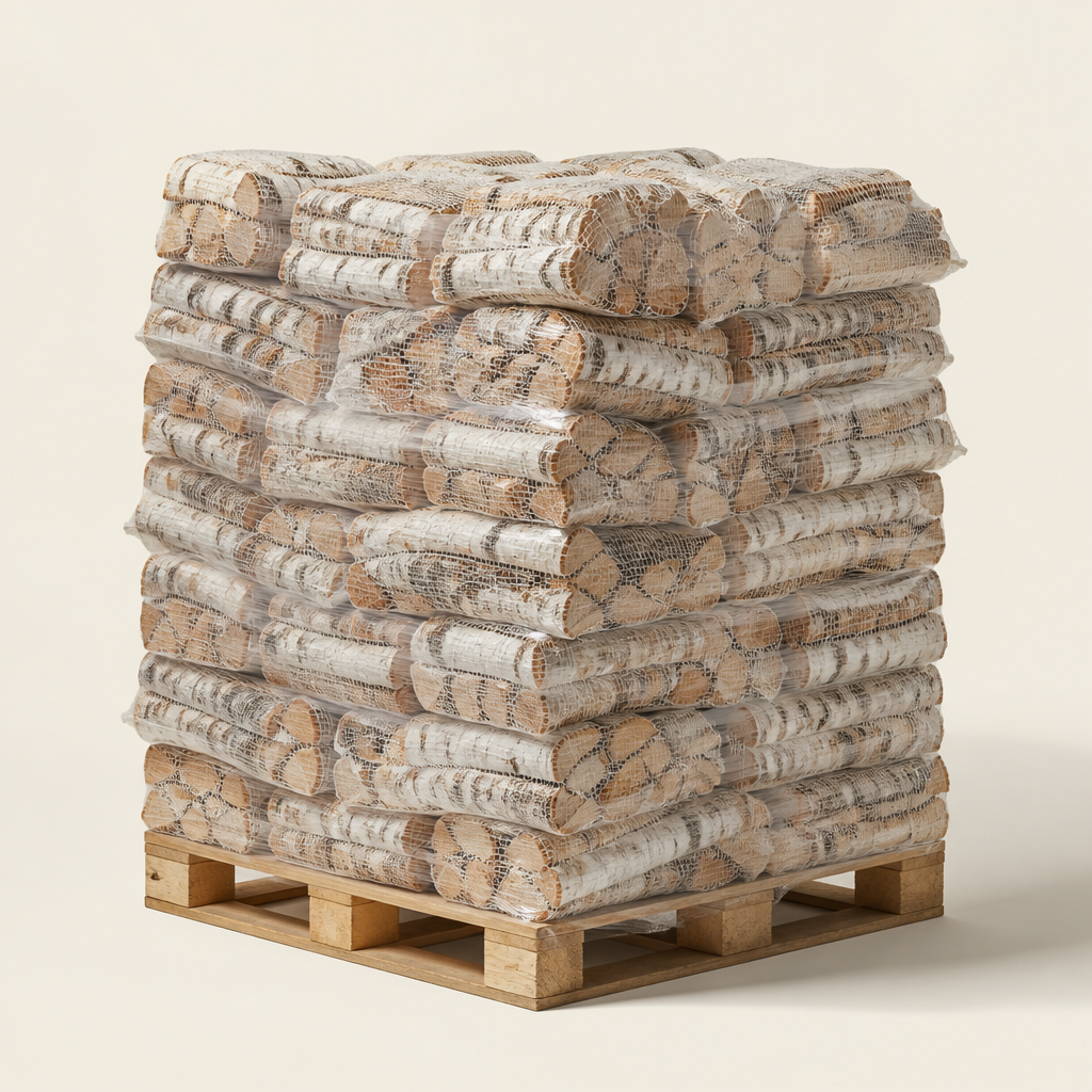 Brandhout berk — 77 zakken 30 l op pallet