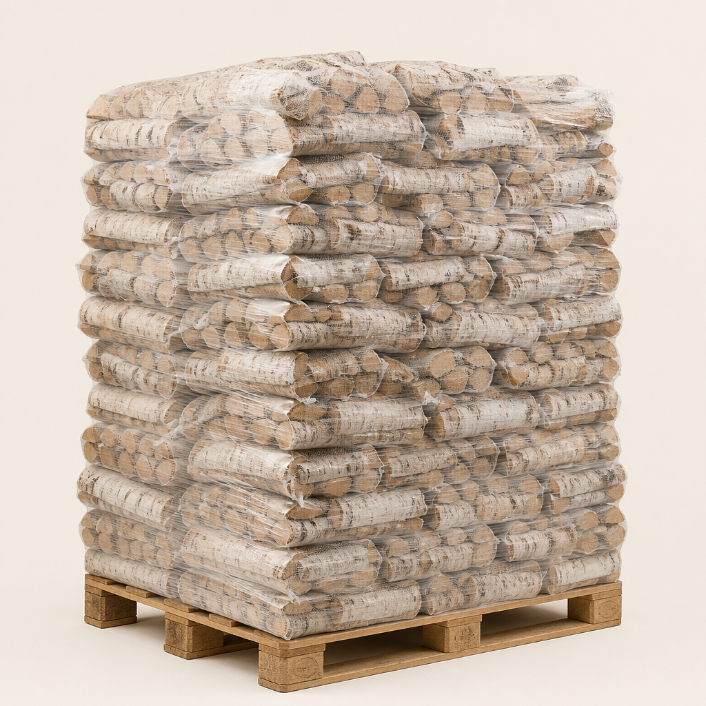 Brandhout berk — 54 zakken 40 l op pallet