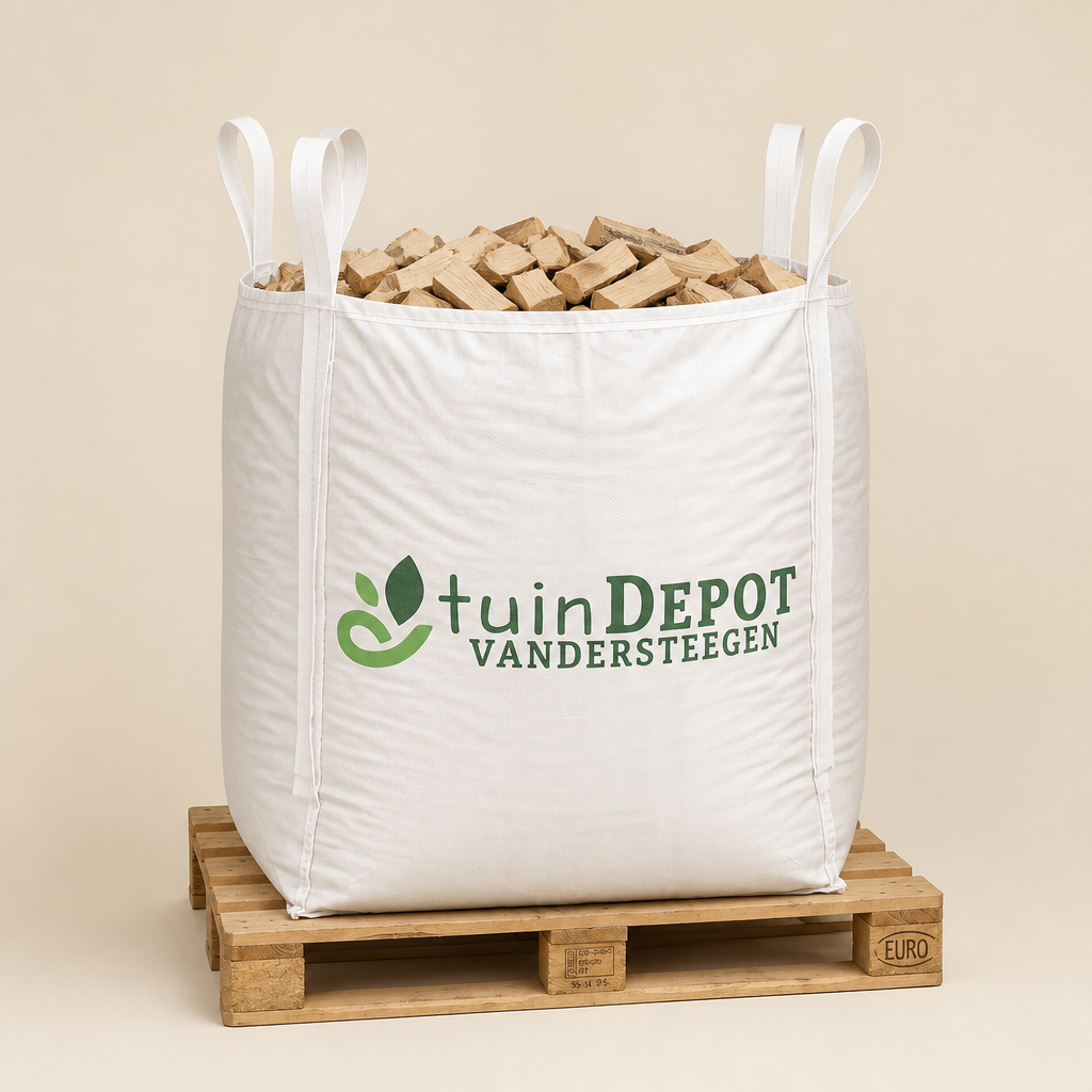 Brandhout beuk — big bag op pallet