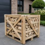 Levering halve pallet essenhout aan huis op oprit