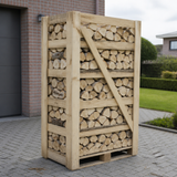 Levering volle pallet essenhout aan huis op oprit