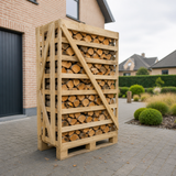Levering volle pallet elzenhout aan huis op oprit
