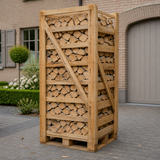 Levering volle pallet beukenhout aan huis op oprit