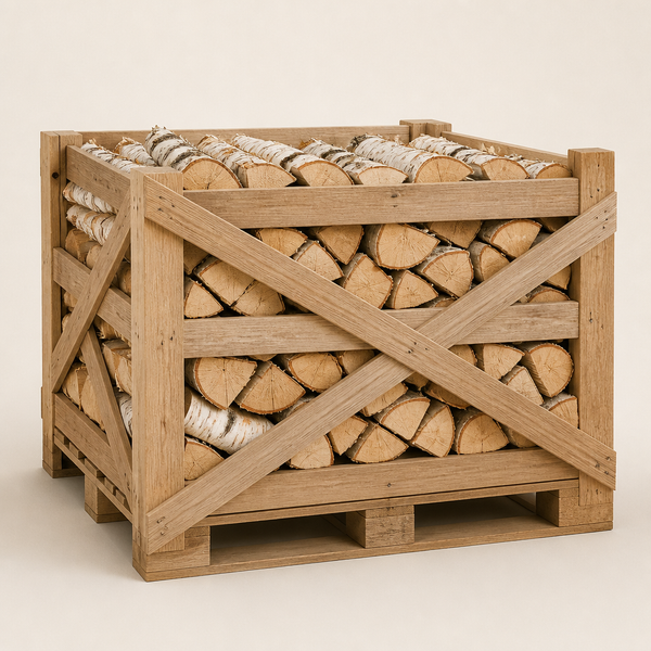 Brandhout berk — halve pallet in kist