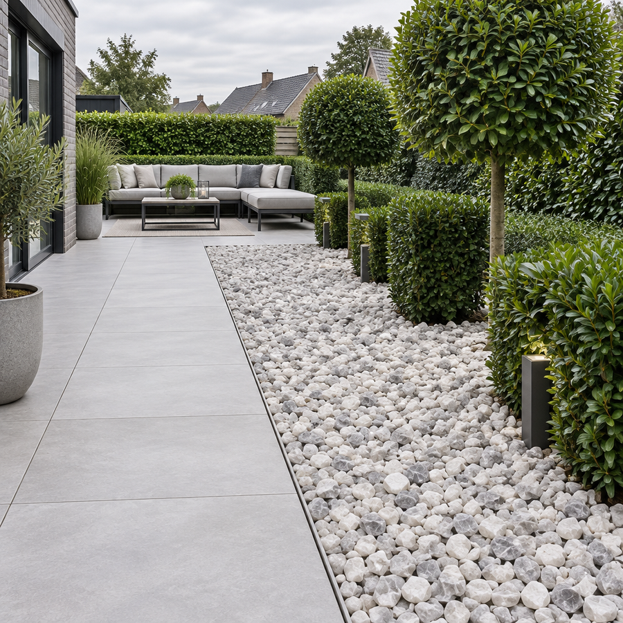 Moderne terrastuin met Viniet 8/15