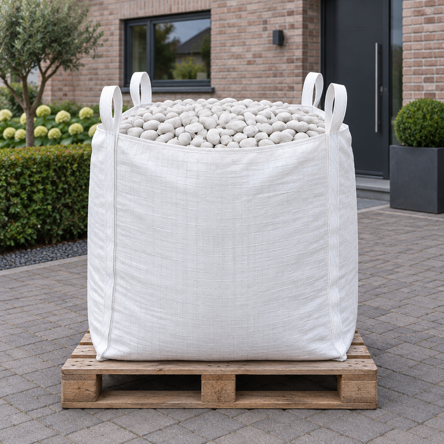 Bigbag Carrara rond 40/60 op pallet op de oprit