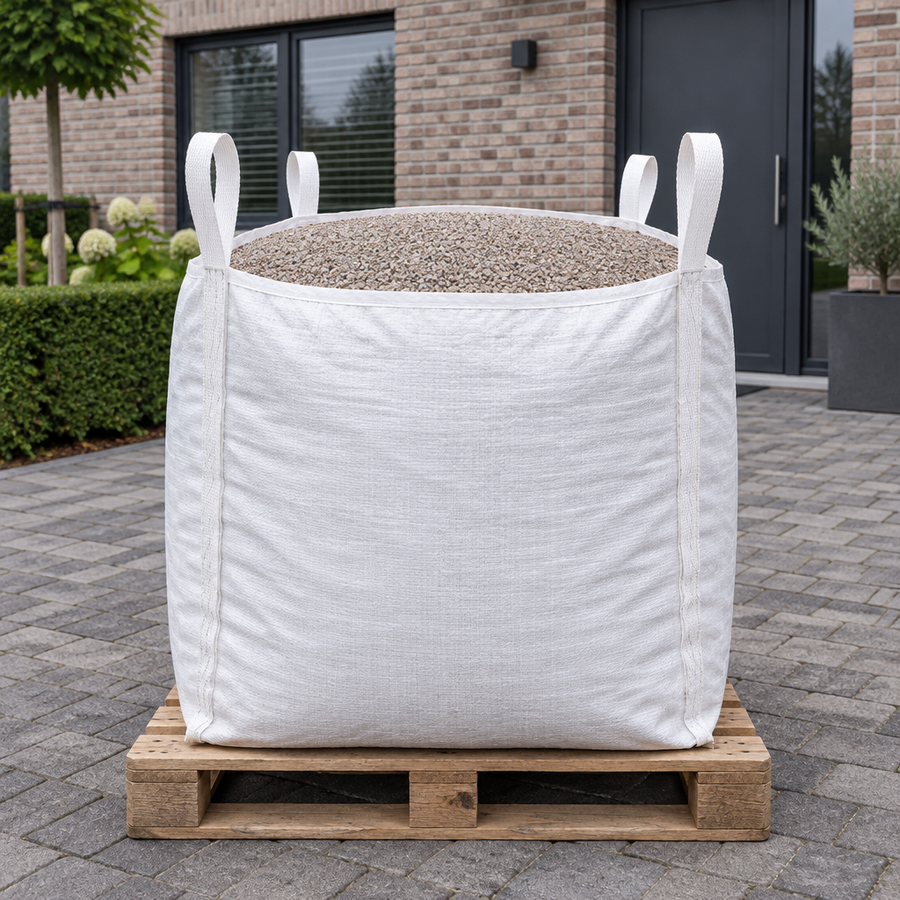 Bigbag Maronne 4/8 op pallet op de oprit