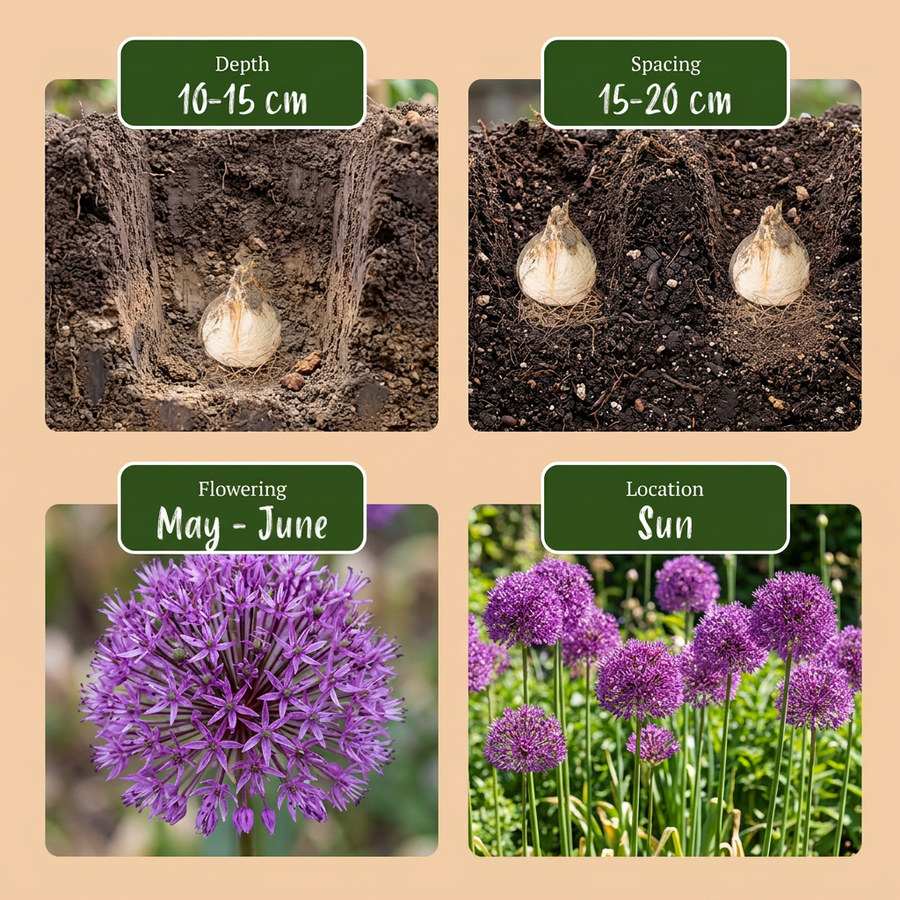 Alliumbollen Purple Sensation — paars, 60 stuks (bolmaat 10/12)