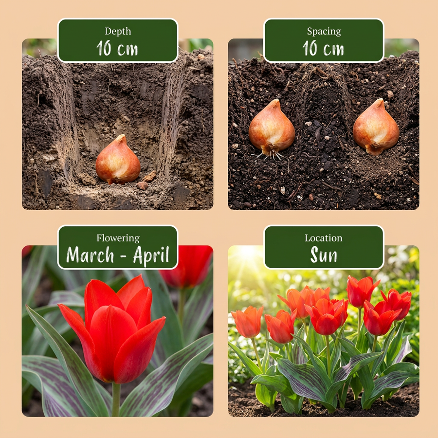 Tulpenbollen Greigii Red — rood, 60 stuks (bolmaat 11/12)