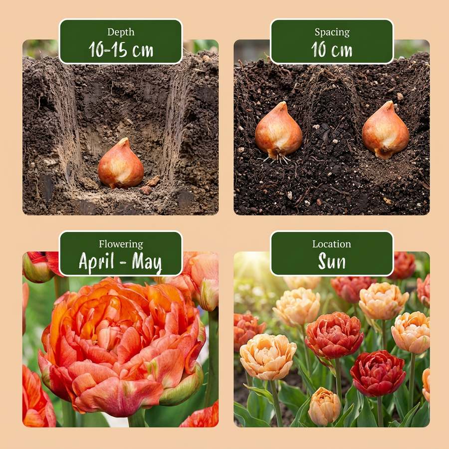 Tulpenbollen Gudoshnik Double — gemengde kleuren, 24 stuks (bolmaat 11/12)