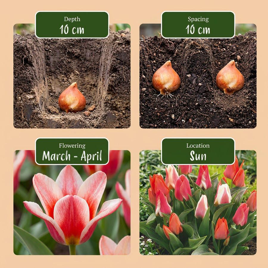 Tulpenbollen Greigii mix — gemengde kleuren, 60 stuks (bolmaat 11/12)