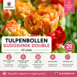 Tulpenbollen Gudoshnik Double — geel-oranje-rood, 20 stuks (maat 11/12)
