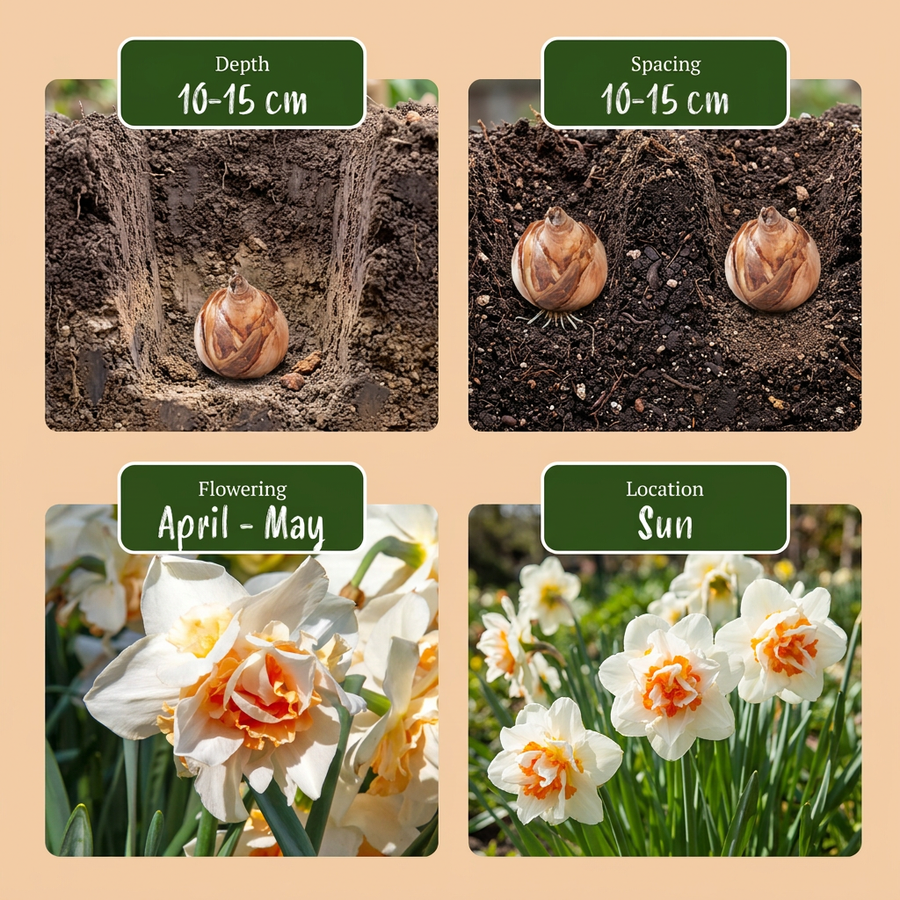 Narcisbollen Replete — wit en oranje, 20 stuks (bolmaat 10/12)