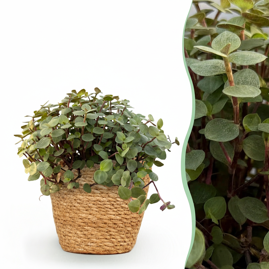 Green boutiQ - Kamerplant - Calissia repens - Kattengras - Huisdiervriendelijk - Groen - 1 Plant - met Mand - Pot 12cm - Hoogte 17-20cm