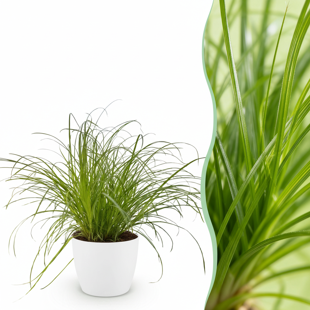 Green boutiQ - Kamerplant - Cyperus alternifolius Zumula - Kattengras - Huisdiervriendelijke Plant - Groen - 1 Plant - met Potter Wit - Pot 12cm - Hoogte 20cm