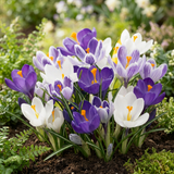 30x Crocus Blue - White - Krokus - Blauw en Wit - Verwilderingsbol - Bolmaat 7/8