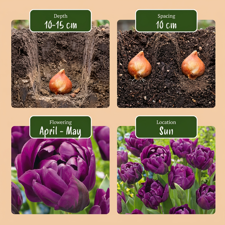 Tulpenbollen Double Lilac — paars, 96 stuks (bolmaat 11/12)