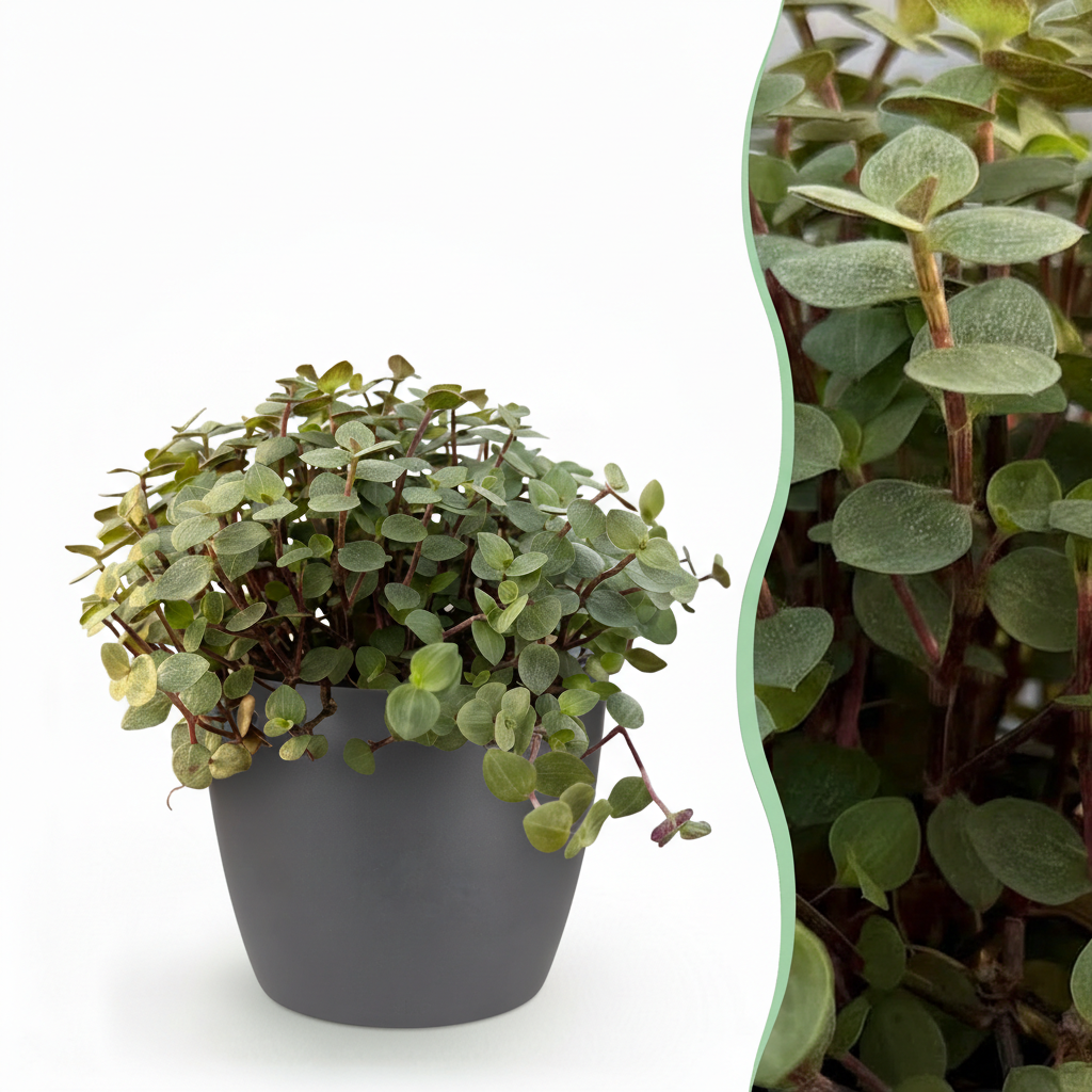 Green boutiQ - Kamerplant - Calissia repens - Kattengras - Huisdiervriendelijk - Groen - 1 Plant - met Potter Grijs - Pot 12cm - Hoogte 17-20cm