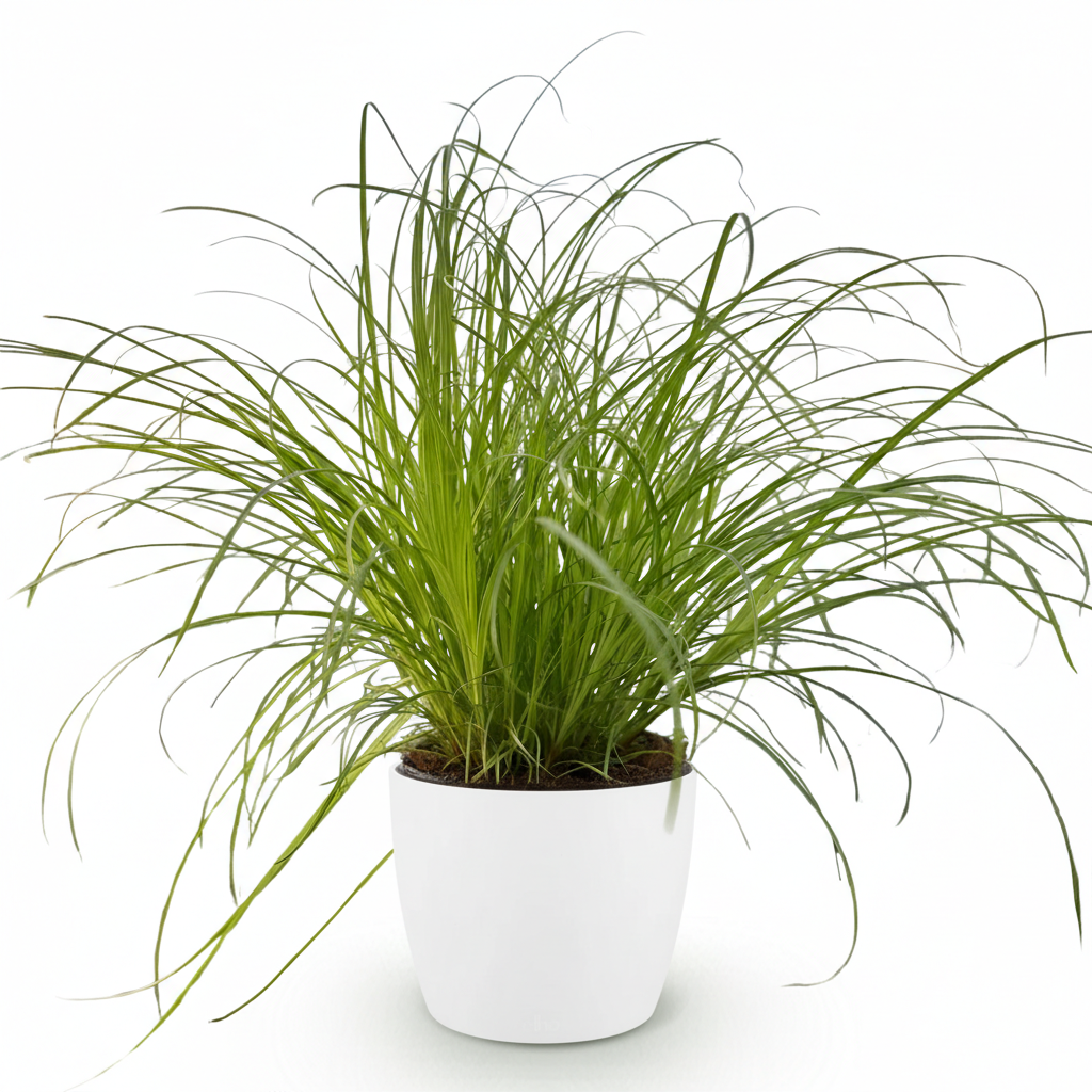 Green boutiQ - Kamerplant - Cyperus alternifolius Zumula - Kattengras - Huisdiervriendelijke Plant - Groen - 1 Plant - met Potter Wit - Pot 12cm - Hoogte 20cm