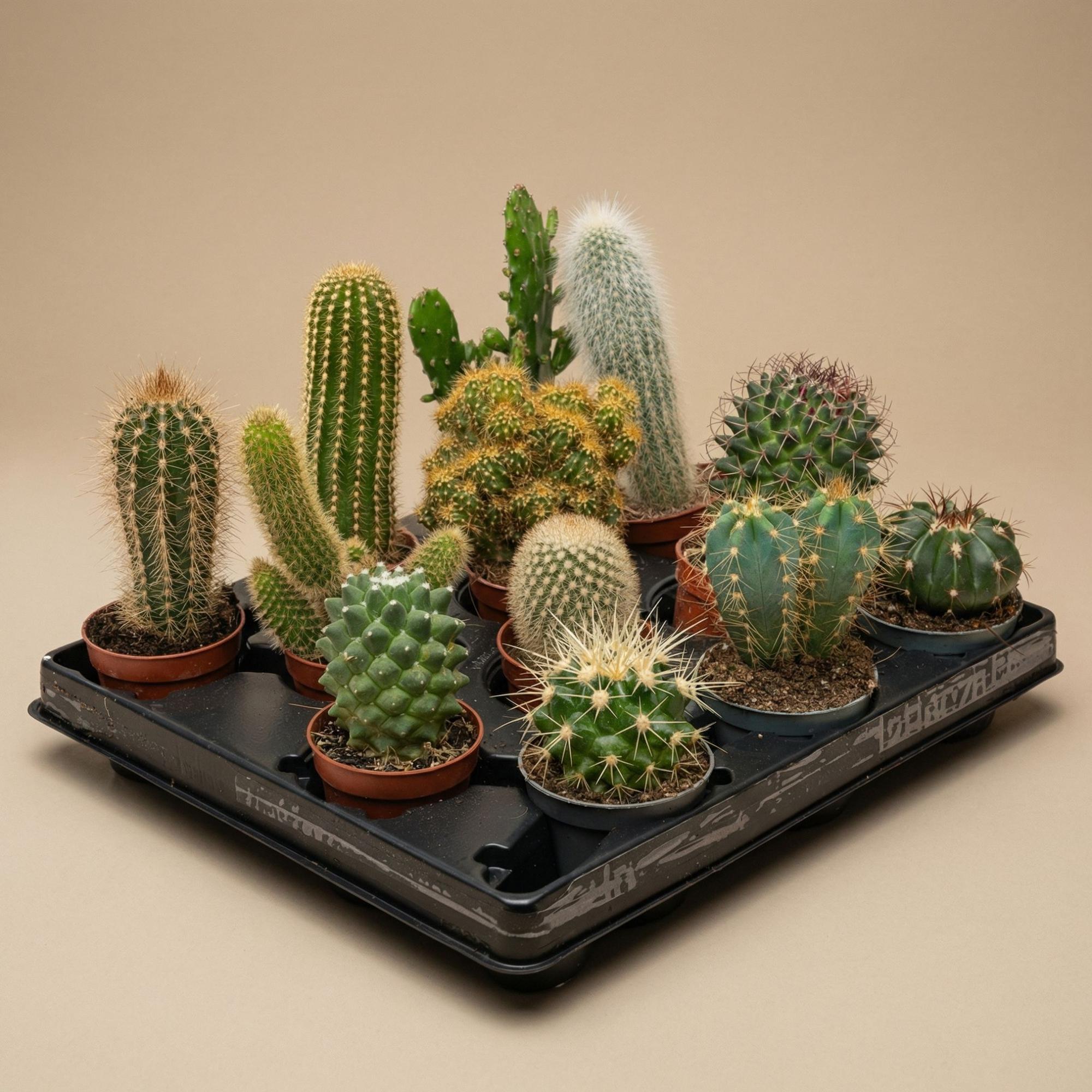 Cactus Set van 6 in Keramische Mini Potjes San Juan -↑ 8–12 cm