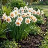 80x Narcissus Replete - Dubbele narcis Replete - Wit en Oranje - Voorjaarsbloeier - Bolmaat 10/12