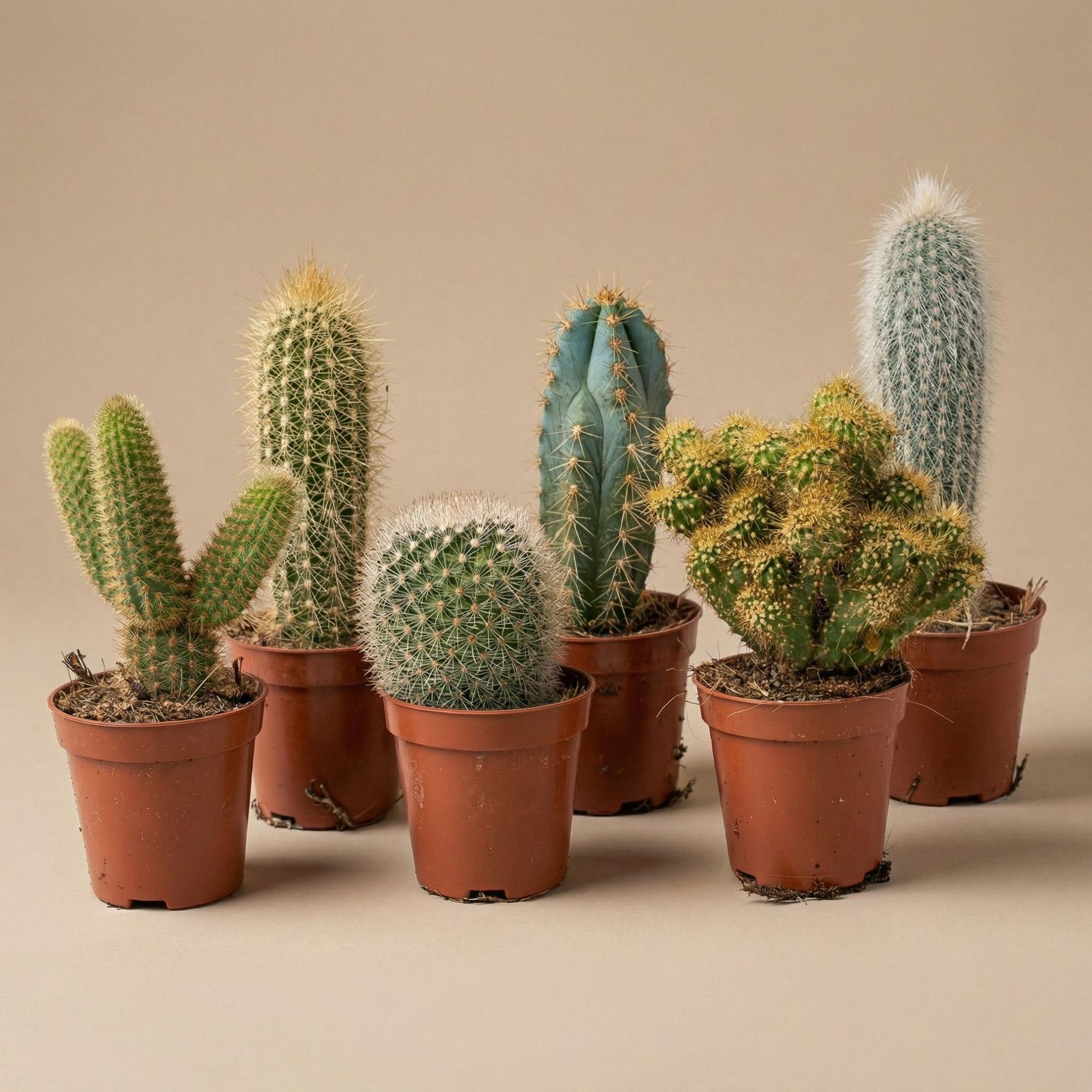Cactus Set van 6 in Keramische Mini Potjes Madrid -↑ 8–12 cm