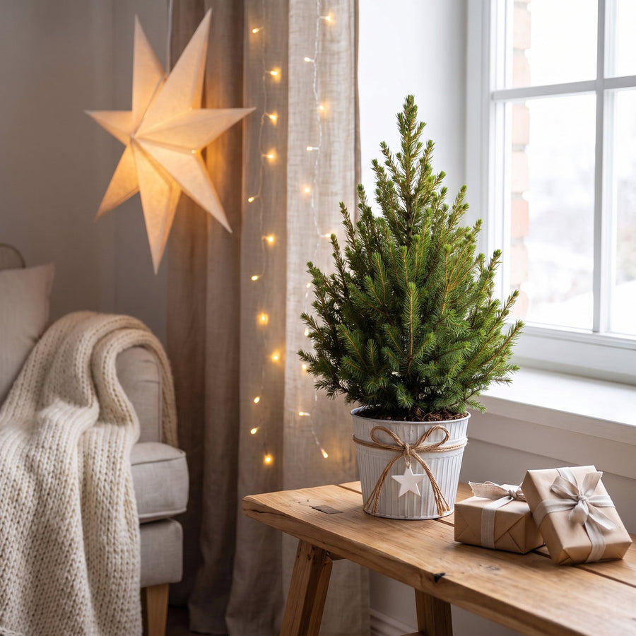 Set van 4 – Pot Ø17 cm · 65 cm hoog · Kegelspar kerstboom · met zinken pot (foto 3)