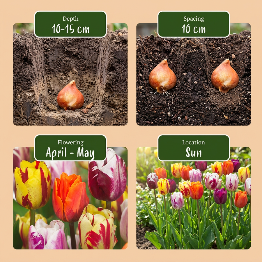 Tulpenbollen Flaming Beauty Mix — gemengde kleuren, 60 stuks (bolmaat 11/12)