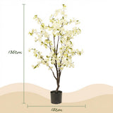 Kunstplant - Prunus - Kersenbloesem - Wit - 135cm