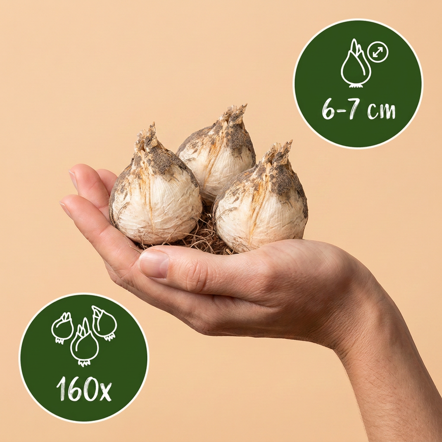 Alliumbollen Ping Pong — wit, 160 stuks (bolmaat 6/7)