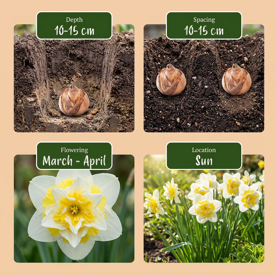 Narcisbollen Ice King — wit en geel, 40 stuks (bolmaat 12/14)